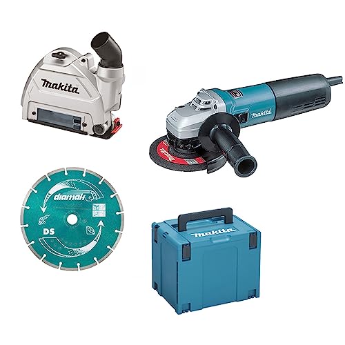 Makita 9565Crjx2 Smerigliatrice Angolare 1400W Avt 125/115Mm – Velocità Fissa + Cuffia Aspirazione