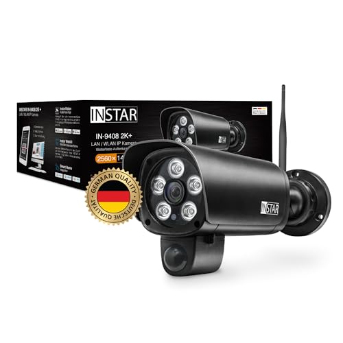 Instar In-9408 2K+ Nero - Lan/Wifi Telecamera Di Sorveglianza Con Ia (Ai) - Telecamera Esterna Resistente Alle Intemperie - Wifi 2,4Ghz E 5Ghz - Wpa3