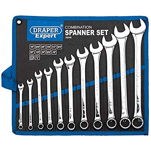 Draper Expert 29546 - Set Di 11 Chiavi Combinate Hi Torq Imperial In Metallo Cromato