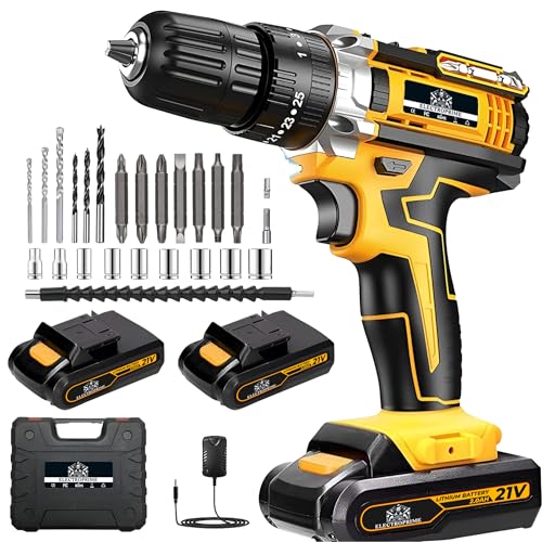 Electroprime© Trapano Avvitatore Batteria |Avvitatore A Batteria 21V 2X Batterie Da 2000Mah | 24 Accessori | Trapano Elettrico 42Nm | 25+3 Regolazioni