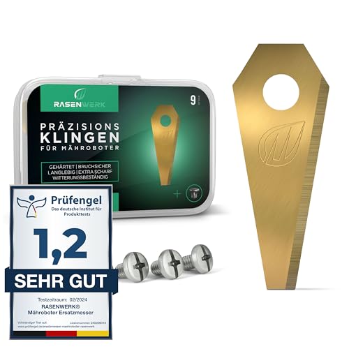 Rasenwerk® - Lama Di Ricambio Universale Per Robot Tosaerba Bosch Indego – Lame In Lega Di Carburo Di Titanio – Set Di Coltelli Per Robot Tosaerba – 9