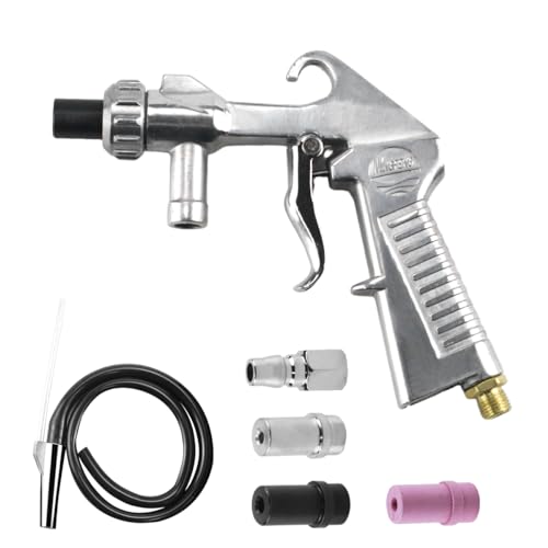Pistola Sabbiatrice Per Compressore, Sandblaster Set Portatile, Con Tubo In Gomma (1 M), Ugello In Metallo E Ugelli In Ceramica Un Raccordo Ad Aria, P