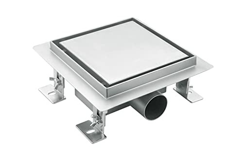 Bc-Elec - Canalina Q-15 In Acciaio Inox, Quadrata, 15 Cm, Scarico Della Doccia Reversibile, Altezza Regolabile 63-83 Mm