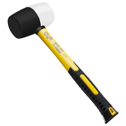 Cclife Gummihammer Nero/Bianco 680G Zertifiziert Durch Tüv Und Gs Gummi Hammer Mit Zwei Seiten, Schonhammer Für Bodenleger Und Fliesen
