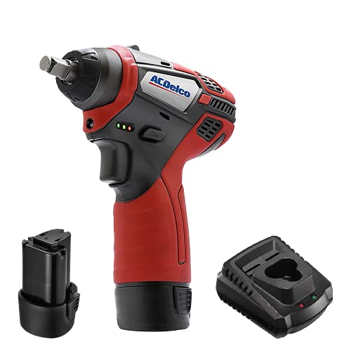 Acdelco Ari12104P G12 Lithium-Ion 12V (10.8V) 3/8"Cordless Impact Wrench Electric Power Tool Kit | Tools Set Includes X2 Batteries & X1 Charger