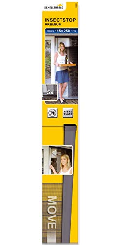 Schellenberg 50663 Zanzariera Estensibile Premium 115 X 250 Cm, Tende Zanzariere Con 5 Lamelle Per Porte, Antracite