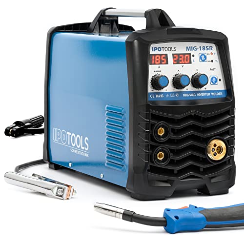 Ipotools Mig-185R Saldatrice Mig Mag - Saldatrice Mig Con Igbt 185A 230V, Saldatrice A Elettrodo Mma Flux 3 In 1, Saldatrice Portatile, 7 Anni Di Gara