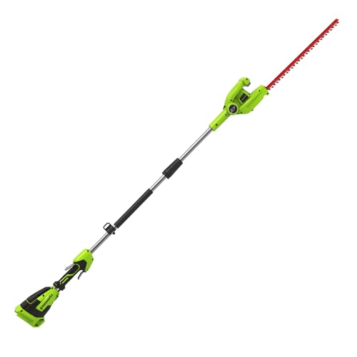 Greenworks G40Pha Tagliasiepi Ad Asta A Batteria Con Albero Divisibile, Lame A Doppia Azione 51Cm, Taglia Rami Spessi Fino A 18Mm, Testa Rotante Di 12