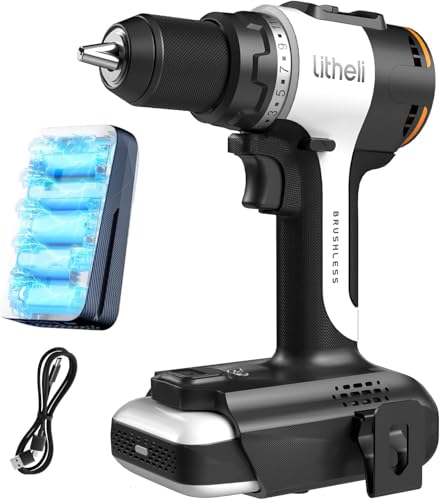 Litheli Trapano Avvitatore A Batteria 20V, 10000Mah Li-Ion, Trapano Avvitatore 60 Nm, 17+1 Coppie Avvitatore Elettrico, 2 Livelli Di Velocità E Luce A