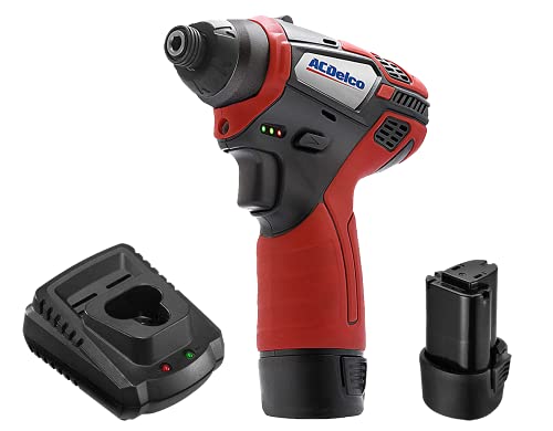 Acdelco Ari12105P G12 Lithium-Ion 12V (10.8V) 1/4" Hex Cordless Impact Wrench Electric Power Tool Kit | Tools Set Includes X2 Batteries & X1 Charger