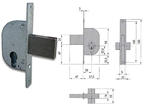 Cisa 11588-20 Serratura Per Cancello 42121/42122, 30 Mm