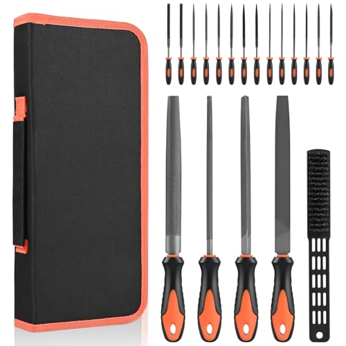 Banaone Set Di File Da 19 Pezzi, Set Di File In Metallo In Acciaio Al Carbonio Premium Con Valigia, File Grandi Piatti/Triangolari/Semicircolari/Roton