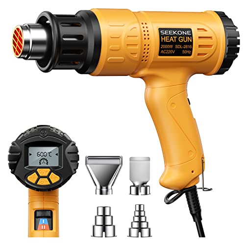 Seekone Pistola Ad Aria Calda Professionale 2000W 50℃-600℃ Con Display Lcd Digitale, Pistola Termica Variabile Temperatura Con Memoria Di Accensione,