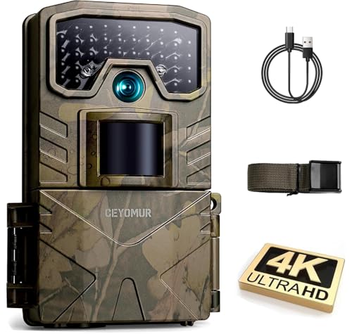 Ceyomur Fototrappola 4K 30Fps, Fotocamera Caccia Con Ir Visione Notturna, Timer E Design Impermeabile Ip66 Per La Caccia E L'Osservazione La Fauna
