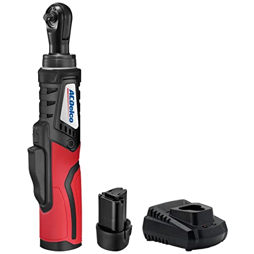 Acdelco Arw1210-2P G12 Lithium-Ion 12V (10.8V) Brushless Electric 1/4” Cordless Ratchet Wrench Set Power Tool Kit | Tool Set Includes Battey Pack & Ch