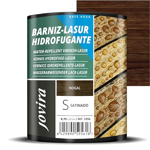 Jovira Pinturas Impregnante Legno, (750 Ml Noce), Lasur Idrorepellente Protettivo Satinato All'Acqua Protegge, Decora E Impreziosisce Tutti I Tipi Di