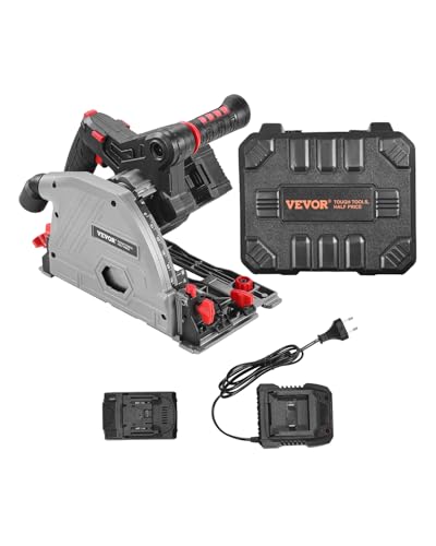 Vevor Troncatrice Circolare A Batteria Lama 139,7 Mm, Kit Troncatrice A Binario A Immersione Motore Senza Spazzole, Batterie Da 4 Ah 20 V, Profondità