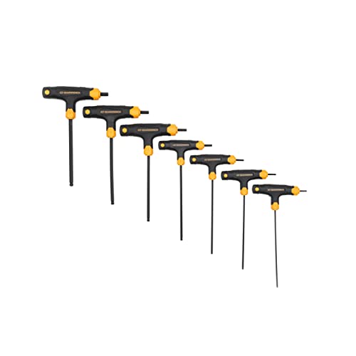 Gearwrench 83515 Set Di Chiavi Sae Con Estremità Sferica Esagonali Metriche Con Maniglia A T, Pieghevoli A Braccio Lungo, 7 Pezzi