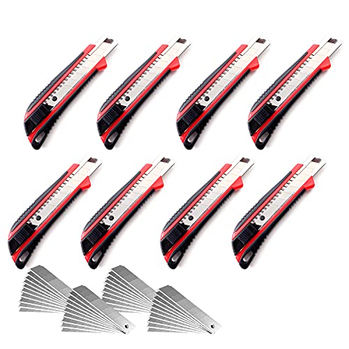 Cclife 8 Pezzi Cutter Professionale Taglierino 18 Mm + 40 Lame Taglierino Maniglia Antiscivolo Trincetto Professionale Per Cartone Moquette E Bricolag