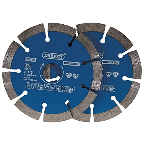 Draper 99794 - Lama Segmentata Diamantata, Confezione Doppia, 115 Mm, Colore: Blu