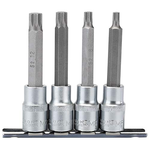 Draper H-Spline/4/100 Square Drive Spline Socket Bit Set, Blu, 1/5,1 Cm, Set Da 4 Pezzi