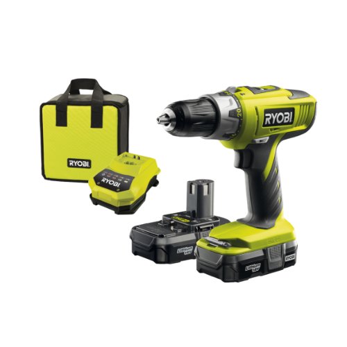 Ryobi Llcdi18022 One Plus - Martello Perforatore/Avvitatore 18V, 2 Velocità, 2 Batterie Da 1,3A + Caricabatterie