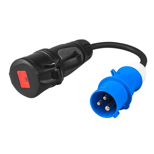 Green Cell Adattatore Di Rosso, 16 A, 400 V, Cee, Presa A 5 Poli Su Blu, 16 A, 230 V, Cee 3P, Spina Ip44, 3 X 2,5 Mm2