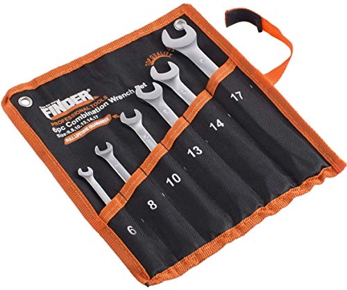 Finder Bs192109D Combination Wrench Set, Open And Box End Metric Spanner Set, 6Mm-17Mm, Set Of 6Pcs