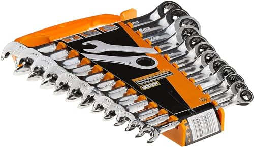Gearwrench 85597 Set Di Chiavi Metriche A Cricchetto Aperte, 12 Pezzi