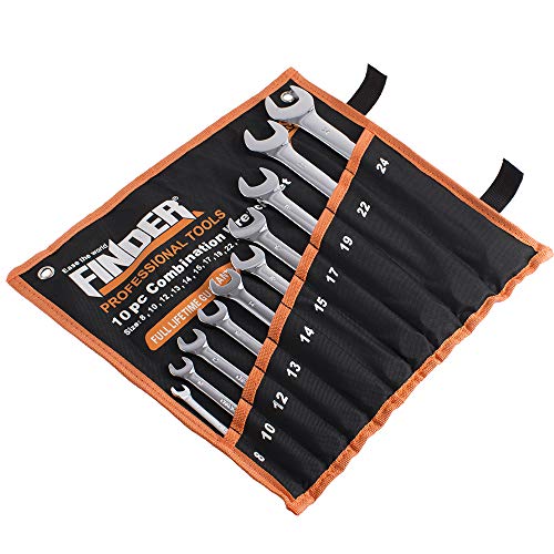 Finder Bs192183D Combination Wrench Set, Open And Box End Metric Spanner Set, 8Mm-24Mm, Set Of 10Pcs