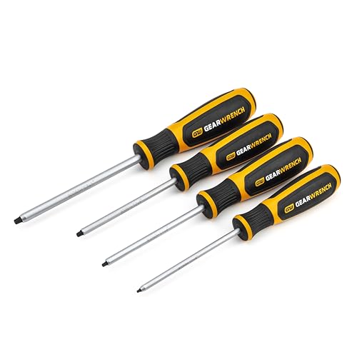 Gearwrench 80065H 4-Teilger Doppelmaterial-Schraubendreher-Satz, Rutschfest, Mit Schwarzer Oxidspitze