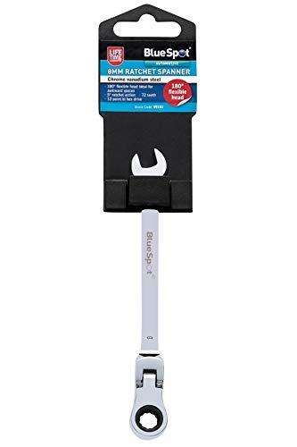 Blue Spot Tools 05101 - Chiave A Cricchetto In Cromo Vanadio, 8 Mm, Testa Flessibile (180°)