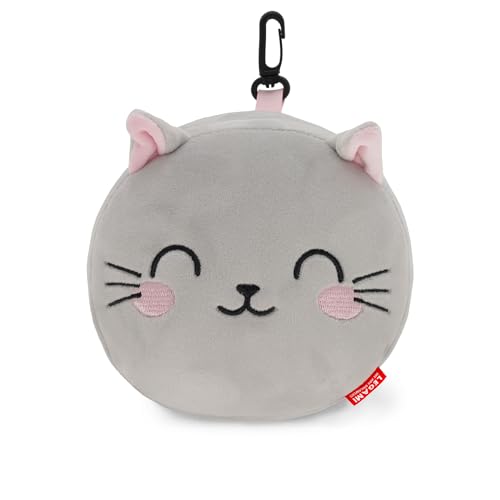 Legami - Cuscino Da Viaggio Con Mascherina Da Notte, Tema Kitty, Chiusura A Zip, Salvaspazio, Gancio Per Un Trasporto Comodo, 16X16 Cm