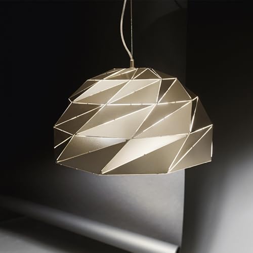 Perenz Lampadario Da Soffitto In Metallo Colore Oro Opaco Con Paralume Lavorato Diametro 56 Cm Lampadine 3Xe27 Max. 60W Non Incluse Altezza 150 Cm Reg