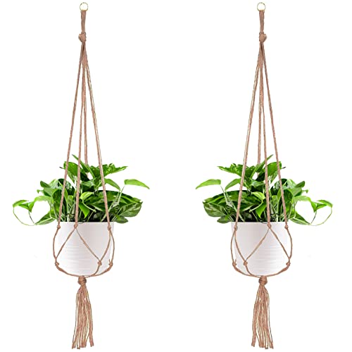 Surplex 2Er Pack Pflanzenhänger Aus Leinen, Pflanzen Aufhänger Garten Zimmer Blumentöpfe Seil Für Indoor Outdoor Dekorationen, Garten Haus, 41 Zoll, 4