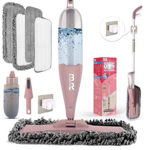 Mocio Lavapavimenti A Spruzzo Spray Floor Mop Mocio Lavapavimenti Con Bottiglia Ricaricabile Da 800Ml E 4 Panni Lavabili Per La Pulizia Di Legno, Lami