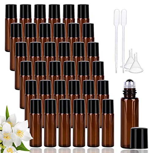 Roll On Vuoto, 36 Pezzi 5Ml Flaconi Roll-On Per Oli Essenziali, Roll On Vuoto Per Oli Essenziali Con Sfera In Acciaio, Ricaricabili Bottiglia A Rullo