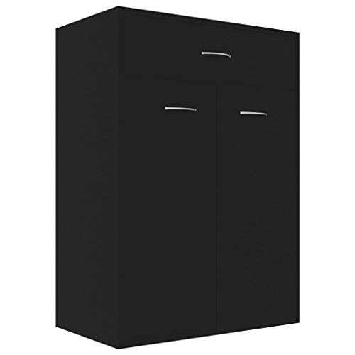 Schoenenkasten - Vidaxl Shoe Cabinet Black 23.6"X13.7"X33" Chipboard - Zwart