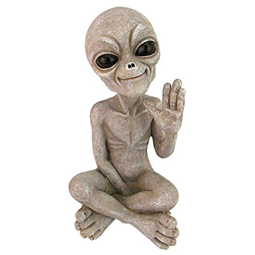 Design Toscano Ciao Terrestri Statua Alieno Ufo, Poliresina, Beige, 21.5