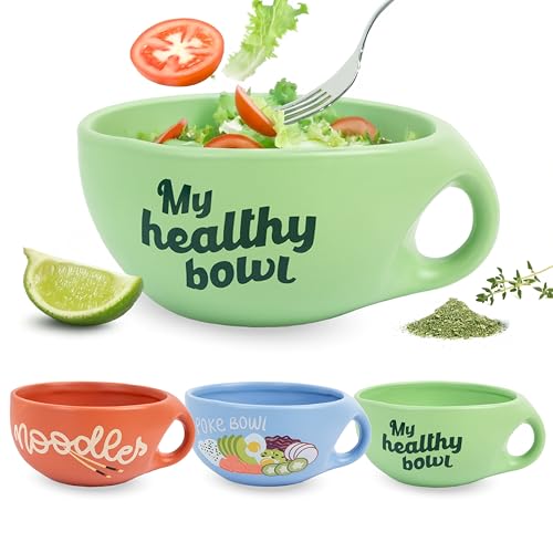 Fisura – Ciotola Insalata Verde My Healthy Bowl. Grande Ciotola Colazione Originale. Scodella In Ceramica 680 Ml Per Zuppa, Insalata O Cereali. 19,5 C
