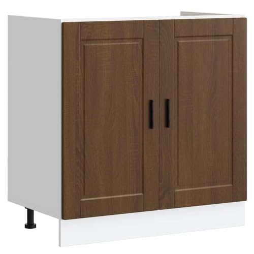 Vidaxl Mobile Base Lavello Porto Rovere Marrone 80X46X81,5 Cm