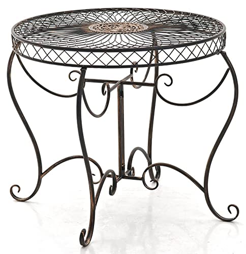 Clp Tavolino Rotondo Da Giardino Nostalgico In Ferro Sheela I Tavolo Tondo Balcone Romantico Ø 76 Cm Alt 69 Cm, Colore:Bronzo