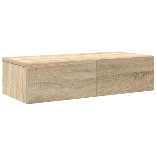 Vidaxl Scaffale A Parete Con Cassetti Sonoma 60X26,5X15 Cm Truciolato, Mensola Da Muro Con Mobiletto, Mobiletto Portaoggetti Montato A Muro, Unità A M