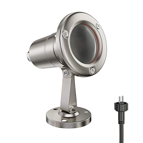 Ledscom.De Faretto Da Giardino Muk Per Uso Esterno, Ip65, Acciaio Inox, 1X Gu5.3 Max 15W