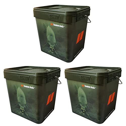 Tandem Baits Secchio Da Pesca Con Coperchio Carpfishing Attrezzatura Da Pesca Accessori 3X 17 L