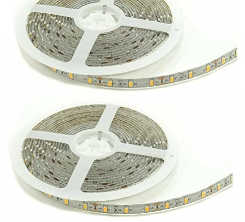 Striscia Led Bobina 2 X 5 Mt Adesiva Luce Fredda 300 Led Smd 5050 Ip65 2 Pezzi