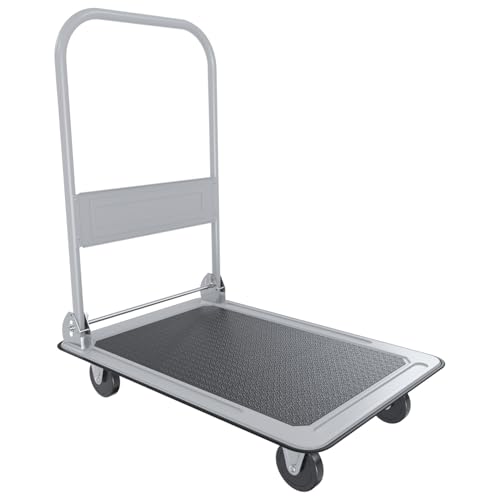 Carrello Richiudibile Pieghevole Tuttofare Portata 150 Kg 4 Ruote Carrellino Trasportatore A Piattaforma Pianale In Acciaio Rivestimento Antiscivolo P