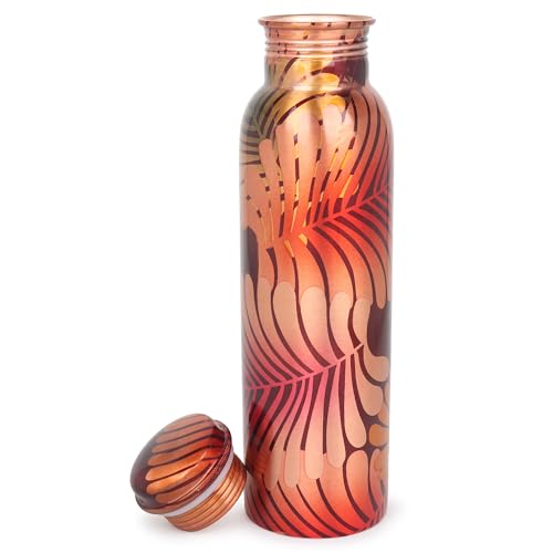 Zap Impex Bottiglia Di Acqua In Rame Puro Multicolore Per Benefici Ayurvedici Per La Salute Guarnizione Libera A Prova Di Perdite (Rame, 900 Ml)