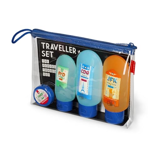 Legami - Set Da Viaggio Con 3 Flaconi (2X100 Ml E 1X60 Ml), 1 Spatola E 1 Vasetto (30Ml) Conformi Alle Norme Aeroportuali, Etichette Removibili E Resi