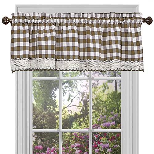 Achim Home Furnishings Buffalo Check Valance, 58-Inch By 14-Inch, Taupe